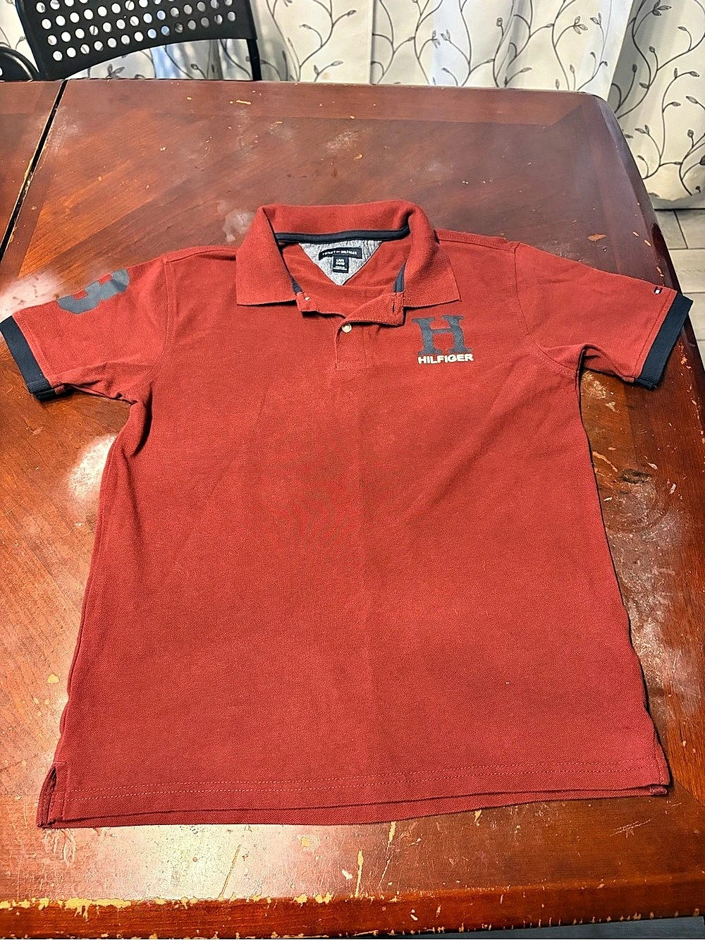 Tommy Hilfiger L 14/16 de jovencito Big H Logo Polo Shirt Boys Large Polo Red &